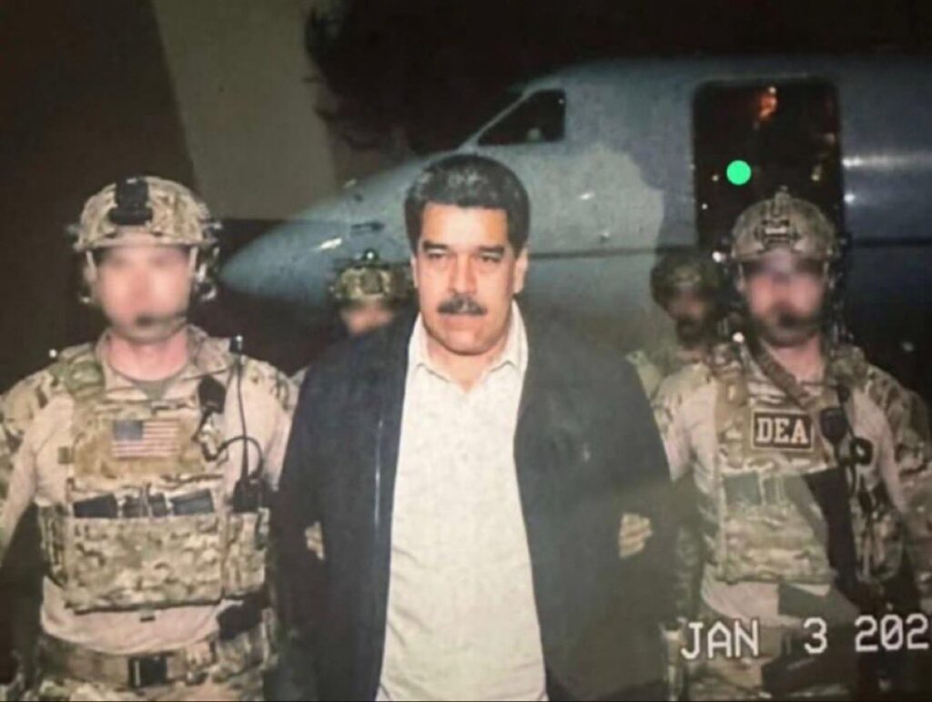 Photo courtesy X: Incumbent Venezuela president Maduro captured by US state law enforcement