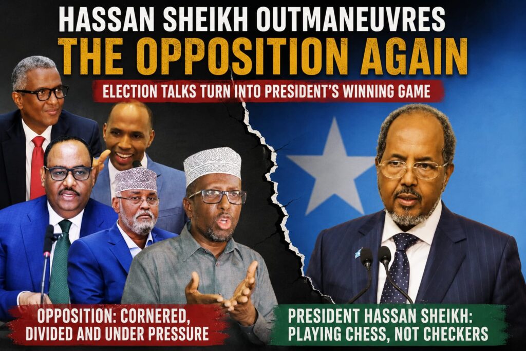 Hassan Sheikh’s Political Chessboard: How Somalia’s Election Talks Turned Into a High-Stakes Power Game for the Opposition WhatsApp Image 2026 05 14 at 6.34.15 AM