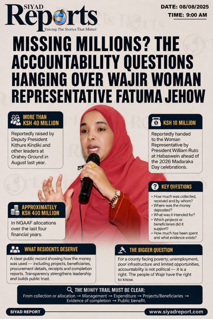 MISSING MILLIONS? THE ACCOUNTABILITY QUESTIONS HANGING OVER WAJIR WOMAN REPRESENTATIVE FATUMA JEHOW IMG 20260810 WA0048